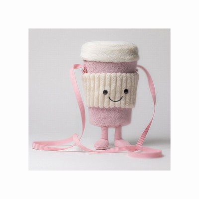 Jellycat Amuseables Coffee-To-Go Pink Bag New Zealand | FIUYJ2908